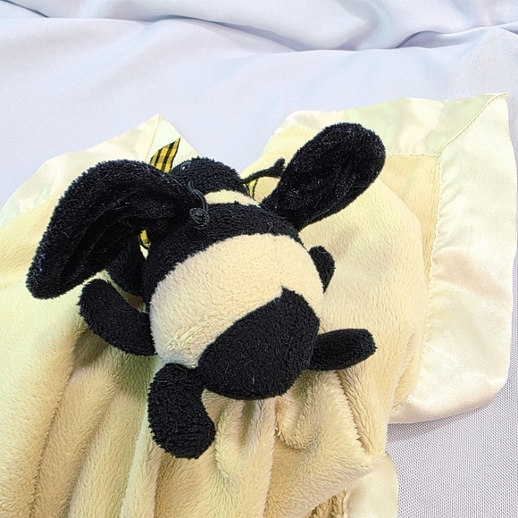 Bearington Collection Bumble Bee Lovey Snuggler Security Blanket Satin Trim Back - Picture 3 of 10